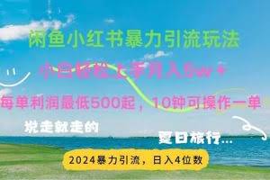 (11650期)2024暑假赚钱项目小红书咸鱼暴力引流,简单无脑操作,每单利润500+,…