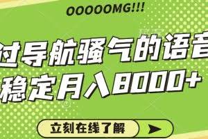 骚气的导航语音包,自用的同时还可以作为项目操作,月入8000+