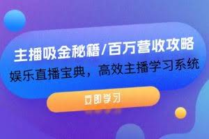 主播吸金秘籍/百万营收攻略，娱乐直播宝典，高效主播学习系统