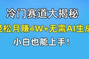 冷门赛道大揭秘，轻松月赚1W+无需AI生成，小白也能上手【揭秘】