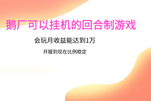鹅厂的回合制游戏，会玩月收益能达到1万+，开服到现在比例稳定