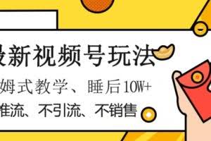 最新视频号玩法，不销售、不引流、不推广，躺着月入1W+，保姆式教学，小白轻松上手【揭秘】