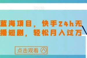 最新蓝海项目，快手24h无人直播短剧，轻松月入过万【揭秘】