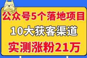 公众号5个月入过万的落地项目，10大获客渠道，实测涨粉21万！