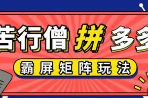 苦行僧-拼多多店铺运营实操，低价引流实操技巧，拼多多霸屏矩阵玩法售价399元