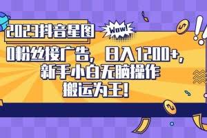 2023抖音0粉星图任务，新手小白无脑搬运，单号日入1200