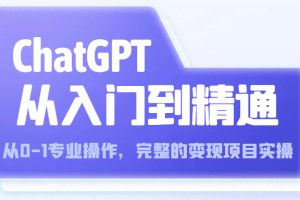 ChatGPT从入门到精通 从0-1专业操作，完整的变现项目实操（视频+文档）
