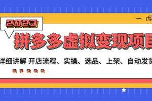 拼多多虚拟变现项目：讲解开店流程-实操-选品-上架-自动发货等