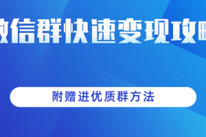 做项目增收入必备：微信群快速变现实操攻略，附赠进优质群方法