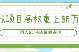 虚拟项目高权重上新方法，月入5万+店铺都在用（实战）