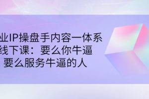 商业IP操盘手内容一体系线下课：要么你牛逼，要么服务牛逼的人（价值16800)