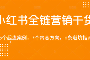 小红书全链营销干货，5个起盘案例，7个内容方向，n条避坑指南