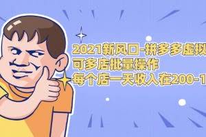 2021新风口-拼多多虚拟店:可多店批量操作,每个店一天收入在200-1000