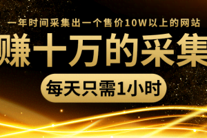 年赚十万的采集站，每天却只需要1小时，一年时间采集出一个售价10W以上的网站