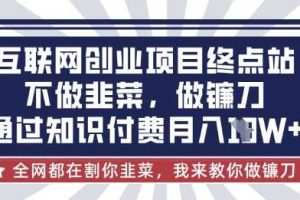 互联网创业尽头-不做韭菜，做镰刀，通过知识付费月入10个【揭秘】