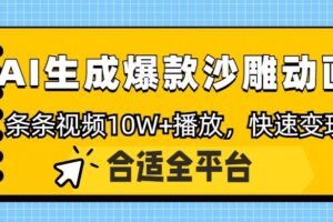 利用AI一键生成爆款沙雕动画，一条视频播放10W+，条条原创轻松变现