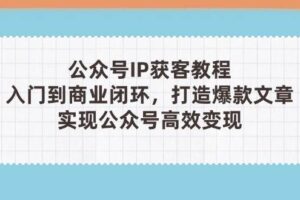 公众号IP获客教程(第3期)，从入门到商业闭环，打造爆款文章，实现公众号高效变现