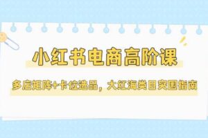小红书电商高阶课，多店矩阵+卡位选品，大红海类目突围指南（更新5月）