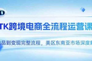 TK跨境电商全流程运营课，从选品到变现完整流程，美区东南亚市场深度解析