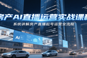 房产AI直播运营实战课程，系统讲解房产直播起号运营全流程