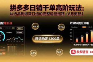 （15850期）拼多多日销千单高阶玩法：从选品到爆款打造的完整运营链路（8月更新）