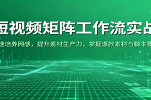 短视频矩阵工作流实战：快速培养网感，提升素材生产力，掌握爆款素材与脚本要点