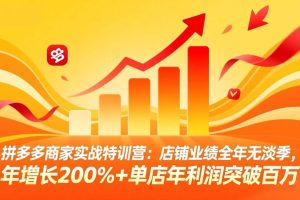 （17312期）拼多多商家实战特训营：店铺业绩全年无淡季，年增长200%+单店年利润突破百万(26年2月更新)
