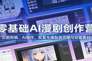 零基础AI漫剧创作营：出图剪辑、AI操作，配套专属配音克隆与动画素材