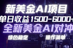 （17237期）日赚1500-6000+，新美金 AI 对冲项目，合规稳定，小白易上手，创业副业优选，可复制放大