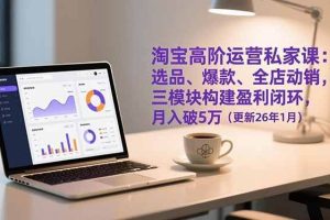 （17080期）淘宝高阶运营私家课：选品、爆款、全店动销，三模块构建盈利闭环，月入破5万（更新26年1月）