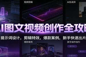 AI图文视频创作全攻略：提示词设计，剪辑特效，爆款案例，新手快速出片