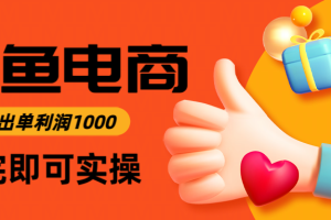 闲鱼高利润电商，当天上架当天出单，一单利润300