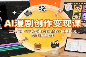 AI漫剧创作变现课：工具使用+导演思维+剪辑精修+接单变现，新手快速上手