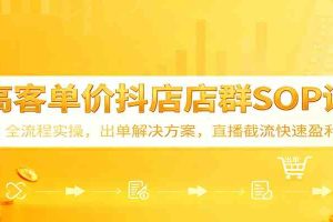 高客单价抖店店群SOP课：全流程实操，出单解决方案，直播截流快速盈利