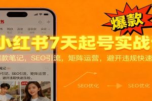 小红书7天起号实战课：爆款笔记，SEO引流，矩阵运营，避开违规快速涨粉