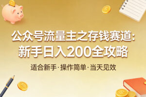 公众号流量主之存钱赛道，贴合当下需求，适合新手，一天收益2张