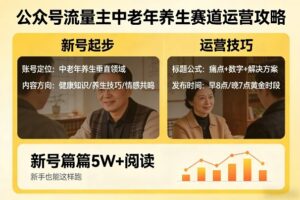 公众号流量主中老年养生赛道，新号篇篇5W+阅读，新手也能这样跑