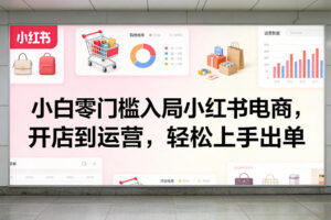 小白零门槛入局小红书电商，开店到运营，轻松上手出单