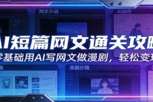 AI短篇网文通关攻略：零基础用AI写网文做漫剧，轻松变现