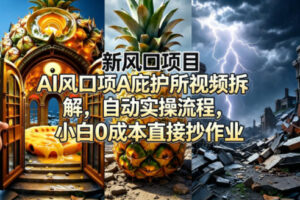 新风口项目AI庇护所视频拆解，自动实操流程，小白0成本直接抄作业