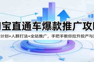 淘宝直通车爆款推广攻略：标准计划+人群打法+全站推广，手把手教你拉升投产与流量