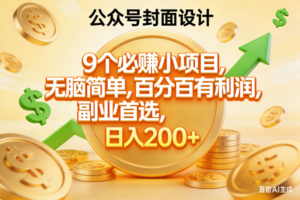 （17392期）9个必赚小项目，无脑简单，百分百有利润，副业首选，日入300+