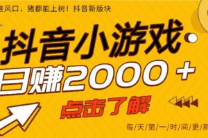 25年爆火的抖音小游戏项目，一部手机日入2000+