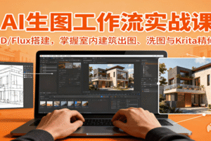 AI生图工作流实战课：SD/Flux搭建，掌握室内建筑出图、洗图与Krita精修