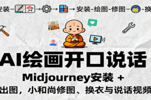 AI绘画开口说话，Midjourney安装 + 绘图出图，小和尚修图、换衣与说话视频制作