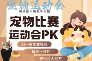 AI萌宠运动员跳水 射击  篮球  足球比赛   每天十分钟 附详细提示词文案库  代替做…