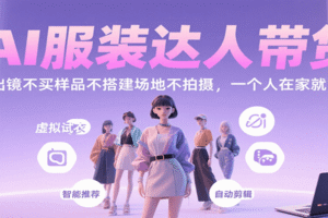 AI服装达人带货，不出镜不买样品不搭建场地不拍摄，一个人在家就能做