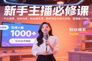 新手主播必修课：平台选择、话术训练、粉丝维系等，解析禁忌与成长法则，突破直播能力