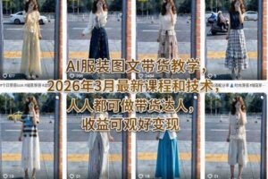 AI服装图文带货教学，2026年3月最新课程和技术，人人都可做带货达人，收益可观好变现